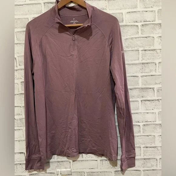 Men’s Fabletics Training Day 1/4 zip “plum cactus” compression style jacket Lg - Picture 2 of 4